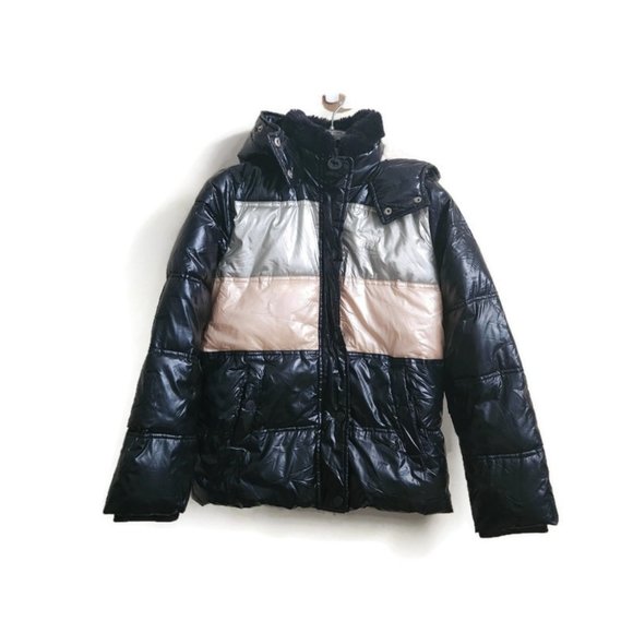 abercrombie kids Other - *SOLD* ABERCROMBIE & FITCH | color-block jacket puffer glossy navy pink sz 9 10